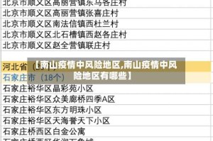 【南山疫情中风险地区,南山疫情中风险地区有哪些】