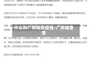 什么叫广府地区疫情/广府啥意思