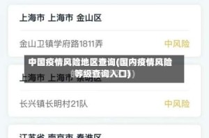 中国疫情风险地区查询(国内疫情风险等级查询入口)